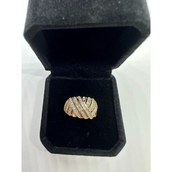 Stunning 1/2 CT Natural Diamond Rails, 14Ktp Gold Ring